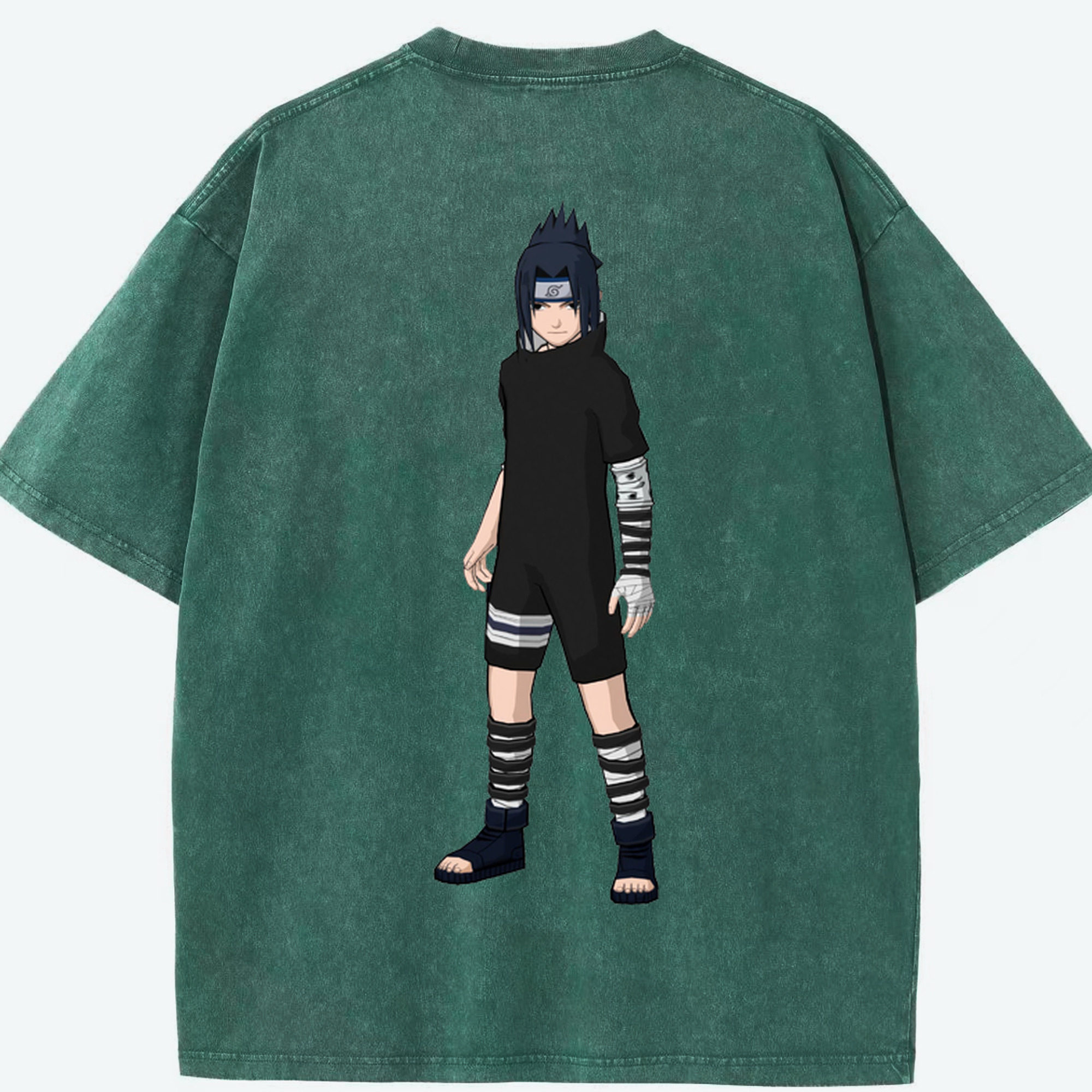（画像用） NARUTO -ナルト- うちは サスケ Uchiha Sasuke 綿100% ヴィンテージ風 半袖Tシャツ（背面プリント）
